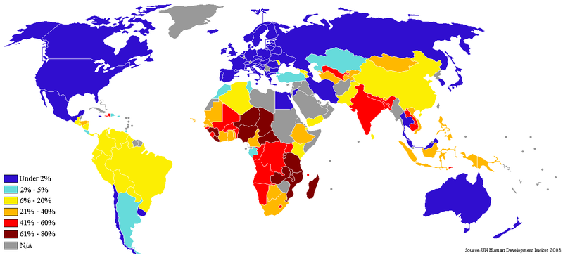 Percentage population living on less than 1 dollar day_2007-2008
